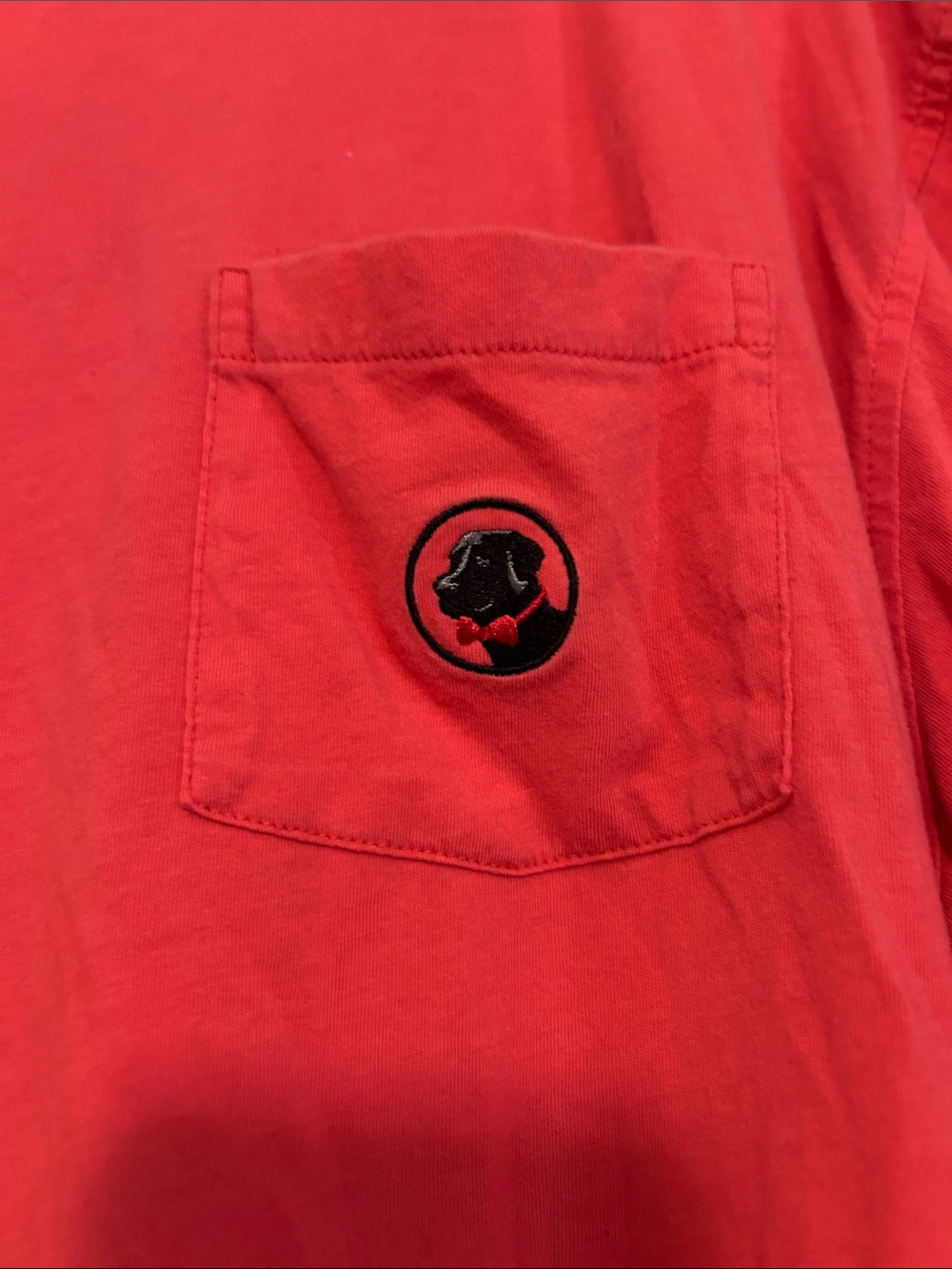 Southern Proper Red Pocket Tee with Black Dog Patch